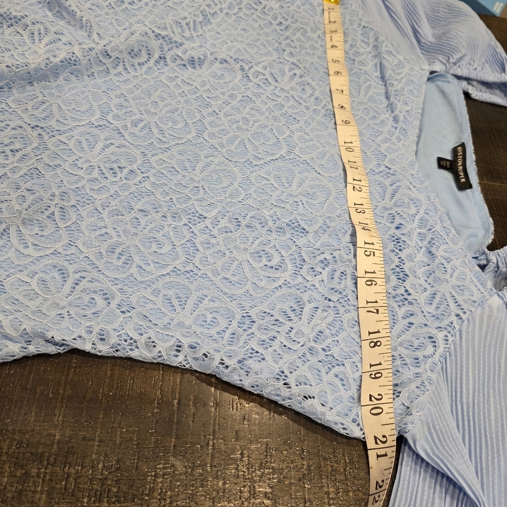 Boston Proper Sky Blue Lace Top - Picture 5 of 8